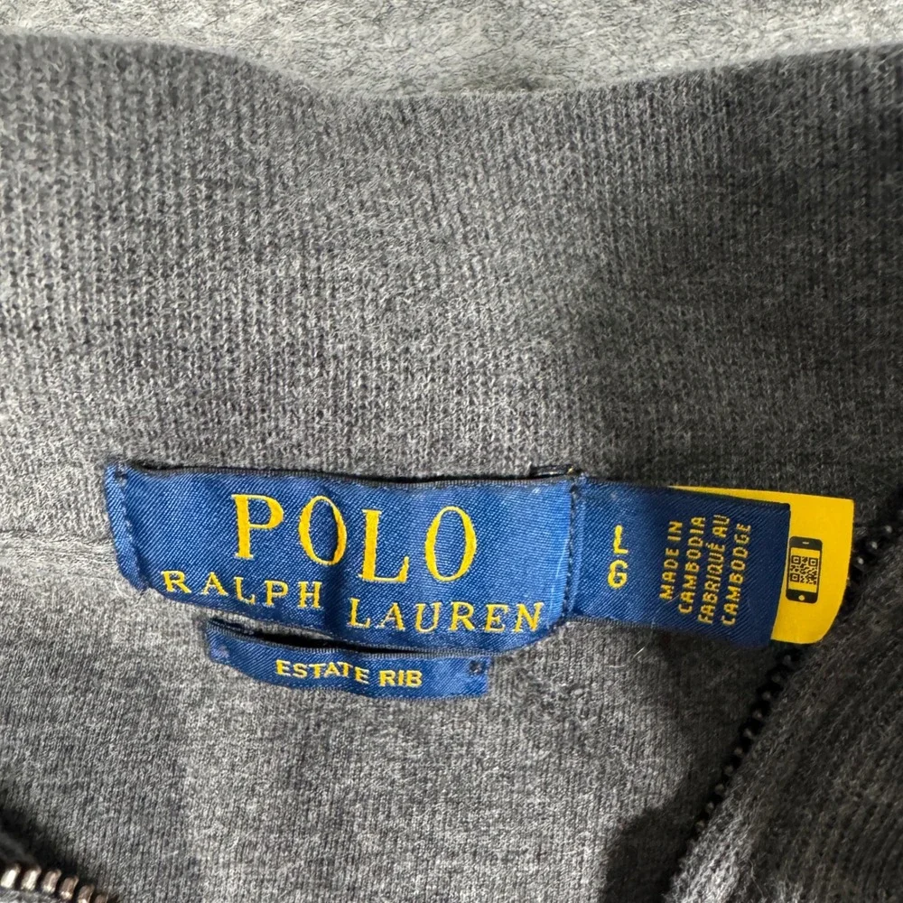 Polo Ralph Lauren Mens Estate Rib Quarter Zip Pullover Sweater Gray Large L